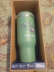Life Is Good NOMAD 40oz Stainless Steel Tumbler & Straw/ Green- PINK JEEP NIB - Picture 1 of 5