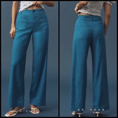 Calça Anthropologie Maeve Colette de linho comprimento total perna larga tamanho 30 10 média - Imagem 1 de 4