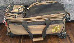 KR Strikeforce Smooth Brown 3-Ball Roller Bowling Bag – Large Capacity - Picture 1 of 16