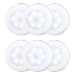 6 Pack 2.8†Motion Sensor Lights Indoor AAA Battery Operated Stick on LED Pu - Picture 1 of 7