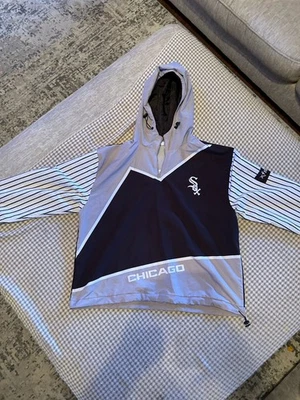 Chicago White Sox Windbreaker Jacket Zip Black Pinstripe 35th 2022 SGA Med New - Image 1 of 4