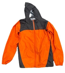 Columbia Windbreaker Jacket Youth Size Large 10/12 Rain Gray And Orange Hood - Picture 1 of 4