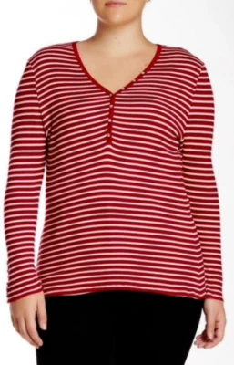 Charlotte Tarantola Mezcla de Algodón con Joyas Henley Merlot (Talla Grande) Nuevo con Etiquetas $117 Foto 1 de 3