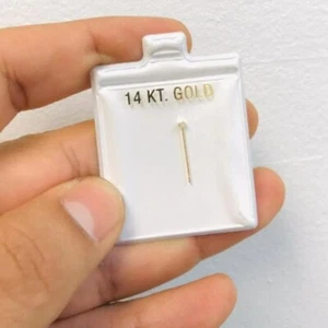 14K Yellow Gold Tiny CZ Prong Set Nose Bone Ring Piercing Stud Long Stem 13mm - Picture 1 of 4