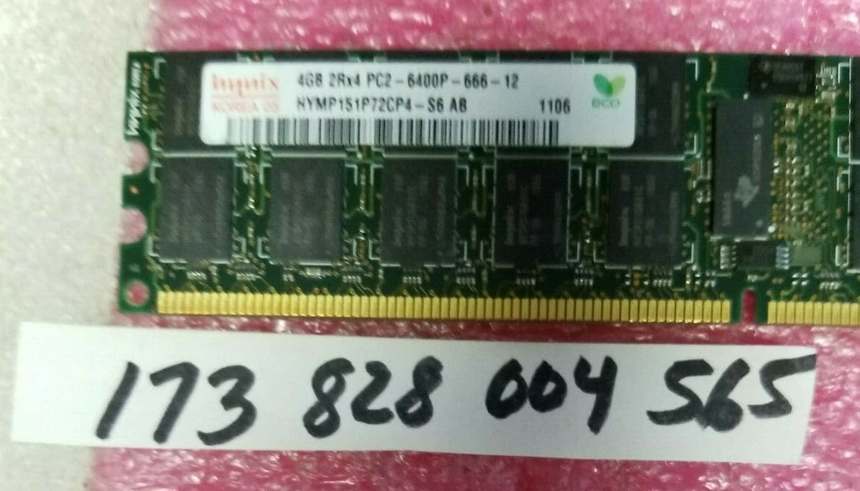 SERVER  RAM 4GB PC2 1.8V  800 DDR2-800 PARITY ECC REG RDIMM  2RX4 CL6 240PIN  - Image 1 of 1