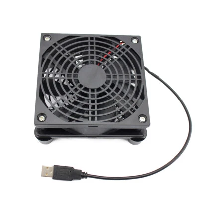 Mini USB Router Cooling Fan  DIY PC Cooler TV Box Silent W/Screws Protective Net - Image 1 of 4
