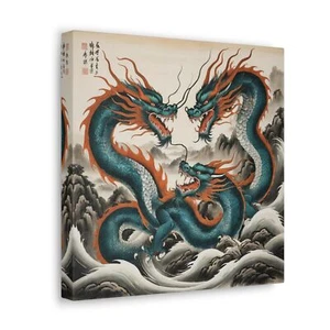 Canvas gallery Chinese wall art depicting dragons - Picture 1 of 5