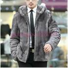Warm Winter Mens Hoodie Faux Mink Fur Outwear Coats Parka Furry Hooded Jacket