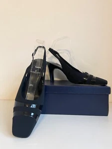 BRAND NEW SERVAS BLACK TEXTILE & PATENT SLINGBACK HEELS SIZE 5.5/38.5 RRP £59.99 - Picture 1 of 7