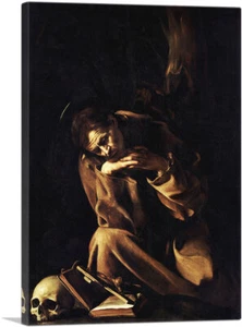 ARTCANVAS Saint Francis in Meditation - Prayer Canvas Art Print by Caravaggio - Picture 1 of 11