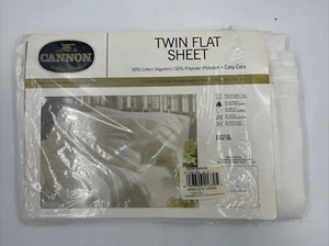 Cannon White twin Flat Sheet Open package - Picture 1 of 2