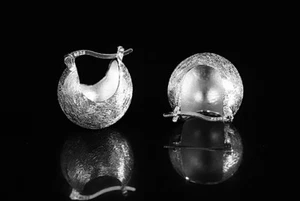 I03 Ohrringe Schaukel Korb strukturiert Sterling Silber 925 gefrostet - Bild 1 von 5