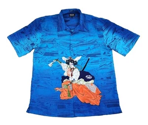 VINTAGE K.A.D. Clothing Co Shirt Mens XXL Hawaiian Japanese Samurai Adult A38 - Picture 1 of 14