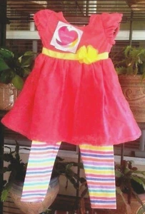 GIRLS' PINK DRESS & STRIPED LEGGINGS SIZE 4 *NEW WITH TAG *RETAIL $44 - Picture 1 of 4