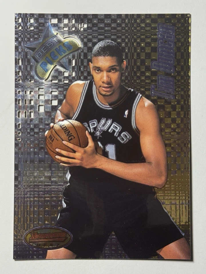 Tim Duncan Rookie 1997-98 Bowman's Best Picks #BP8 RC SP Die-cut NBA Spurs HOF - Image 1 of 3