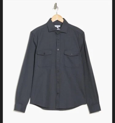Reiss Arlo Cotton Canvas Button-Up Overshirt X-Large, STEEL BLUE - Image 1 of 4