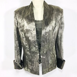 Vintage Dressbarn Collection 2 Piece Cami & Jacket Sz 14 Antique Silver/Gold - Picture 1 of 12