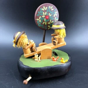 Vintage Schmid Hand Carved Wooden See Saw w/ Kids Music Box Working Condition - Picture 1 of 7