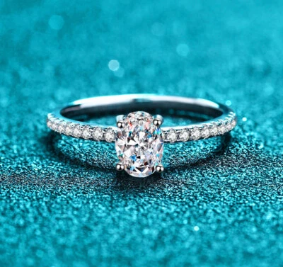 GRA Certificate 1CT Egg Shape Moissanite Diamond Wedding Engagement Ring R71 - Image 1 of 4