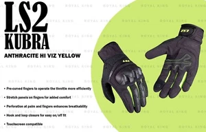 LS2 "Kubra Riding Gloves Anthracite Hi Viz Yellow" - Picture 1 of 9