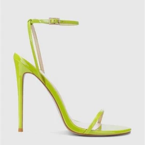 Damen-Sandalen PU-Leder Sommer rund geschnitten Schnalle Riemen hoher Stilettoabsatz - Bild 1 von 15