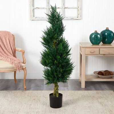 54” Artificial Cedar Topiary Cypress Spiral Tree UV Indoor/Outdoor. Retail $275 - Image 1 of 2