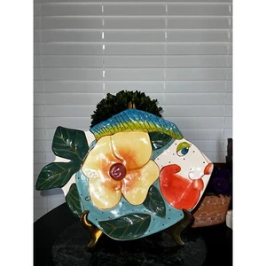 Diane Artware Multicolor Kissy Fish Tropical Serving Tray Platter - Picture 1 of 9