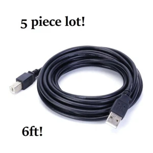 5 Pack USB Printer Cable 6FT MALE A-B EPSON HP DELL DJ Keyboard Office FAST SHIP - Picture 1 of 6