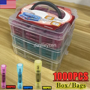 1000pcs Heat Shrink Butt Wire Splice Connectors Seal Crimp Terminals Waterproof - Picture 1 of 24