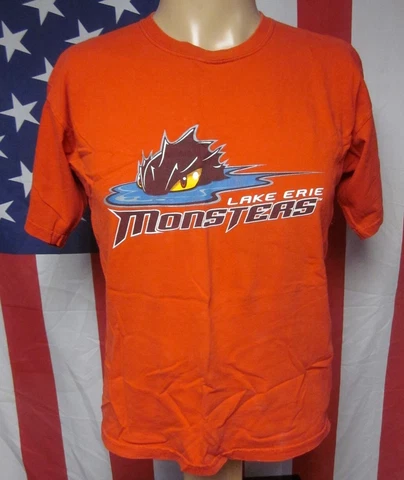 LAKE ERIE MONSTERS youth XL tee 2000s hockey Cleveland T shirt Bessie AHL Cover