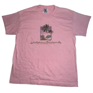 Delta T Shirt Girls Youth Large Ft Lauderdale Florida Resort Pink Palm Tree Top - Picture 1 of 8