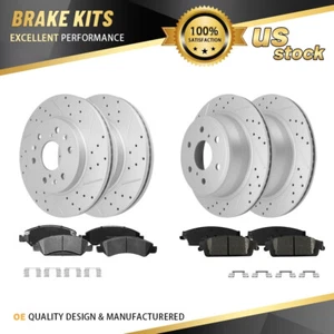 Front Rear Drilled Brake Rotors & Ceramic Pads Kit For Chevrolet Silverado 1500 - Picture 1 of 6