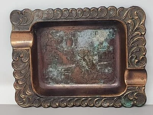 Vintage Copper Ashtray With Bahamas Map & Design Palm Trees Islands - Picture 1 of 5