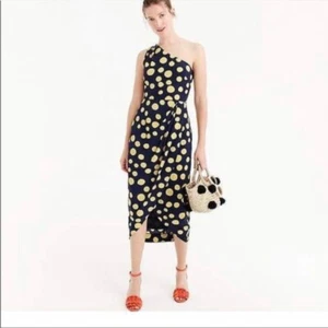 New with tags. J. Crew One Shoulder Polka Dot Silk Tulip Dress Size 0 - Picture 1 of 7
