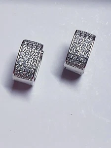 1 Pair Glamorous Cubic Zirconia Hoop Earrings For Women For Wedding Anniversary - Picture 1 of 10