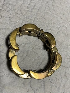 Vintage Mid Century Modern Industria Argentina schweres Gliederarmband goldfarben 7 Zoll - Bild 1 von 7