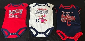 Cleveland Indians Set of Three Baby Girl Bodysuit Size 0-3 Months - Picture 1 of 10
