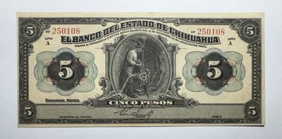 Mexico / Chihuahua 5 Pesos ND. 1913 Series A Uncirculated Banknote - Image 1 of 2