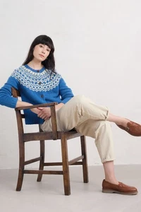 Seasalt Women's - blue Port Kinnis Fair Isle Cardigan With Merino - Regular - Wa - Picture 1 of 6