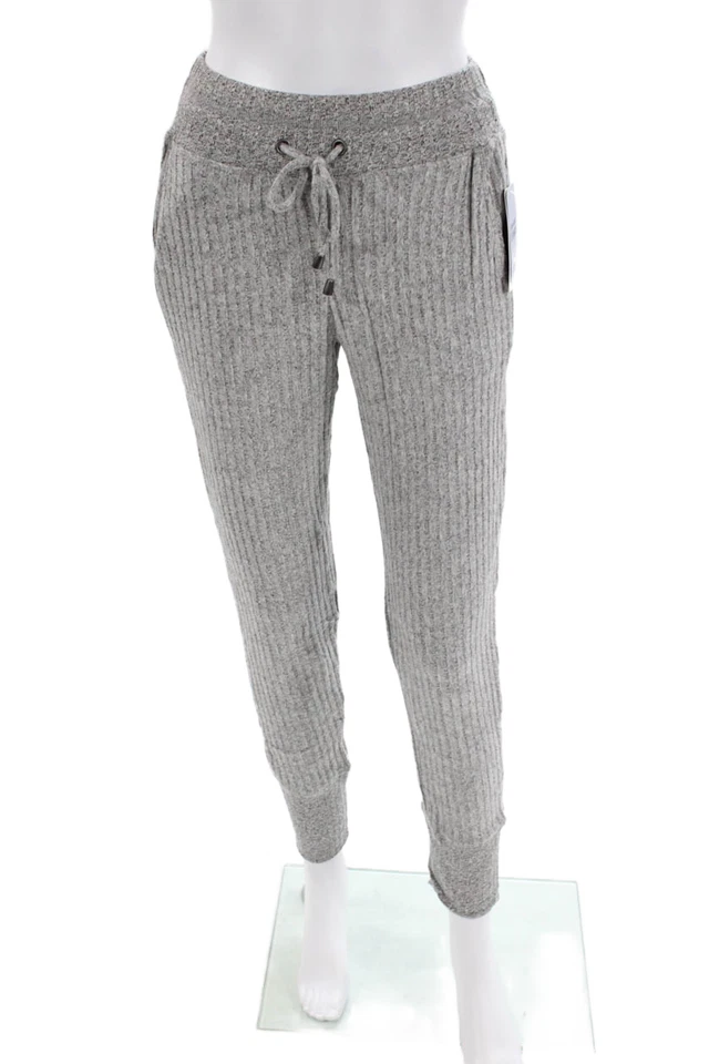 Espléndidos pantalones deportivos para mujer acanalados con bolsillo con cordón en la cintura gris talla XS Foto 1 de 4
