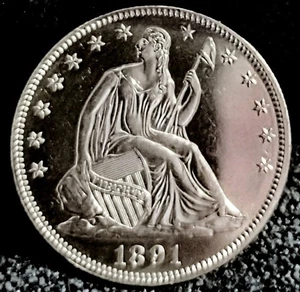 1891 Seated Liberty Half Dollar Cameo Proof Gem Proof True "Black and White" - Bild 1 von 8
