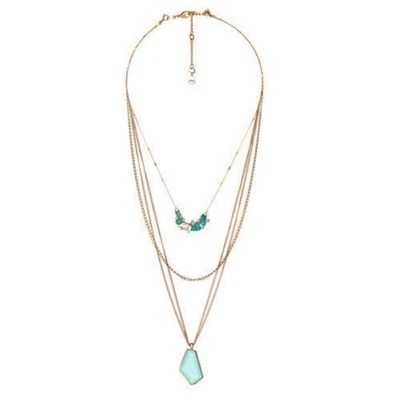 Chloe and Isabel Aquamarine Convertible Layered Pendant Necklace Gold N405 Foto 1 de 4