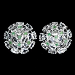 Sommer 925 Silber Ohrringe Oval Aquamarin Smaragd Natürlicher Edelstein Schmuck - Bild 1 von 13