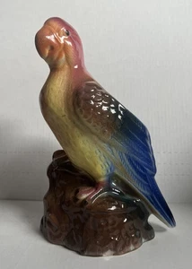 Vntg 1945 Colorful Parrot Figurine Ceramic Planter From Occupied Japan 7.5” Tall - Picture 1 of 23
