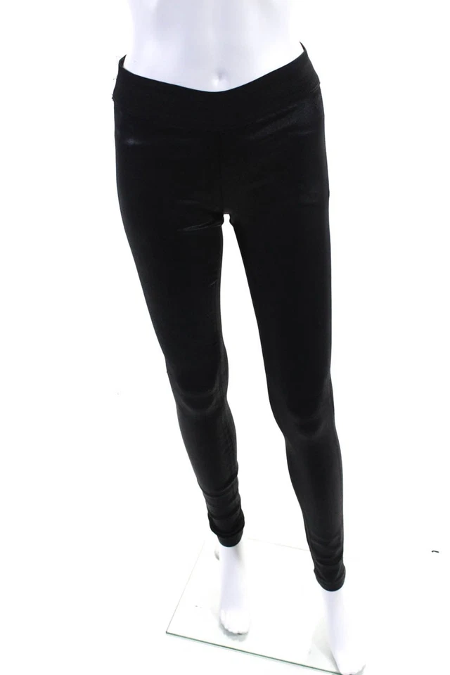 Leggings leggings de tiro bajo con cintura elástica recubiertos negros talla 26 Goldsign para mujer Foto 1 de 4