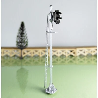 1 x HO scale model railroad 2 aspects block signal LED green/red silver #K02Sg - Image 1 of 4
