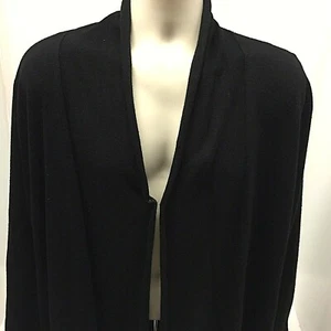 Suéter para mujer Sag Harbor frente abierto negro 3X manga larga - Imagen 1 de 5