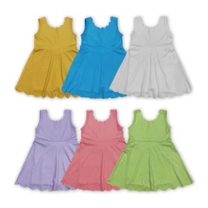 Summer Sibling Active Wear Solid Color Kids Girls Sleeveless Ruffle Yoga Dress - Picture 1 of 9