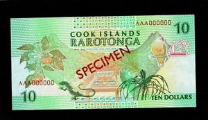 Cook Islands 10 dollars  Specimen   ND1992 P-8s  AU+/UNC - Picture 1 of 2