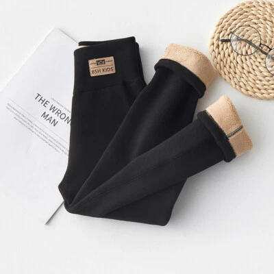 Niña Invierno Leggings Niños Grueso Polar Forrado Pantalones Térmicos Pantalón Elástico Foto 1 de 4